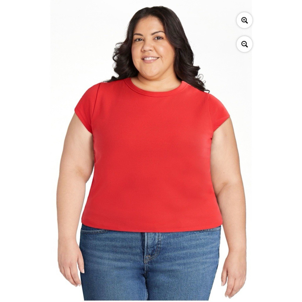 Free Assembly Cap Sleeve Top Women's Size XXL (20) Melon Red